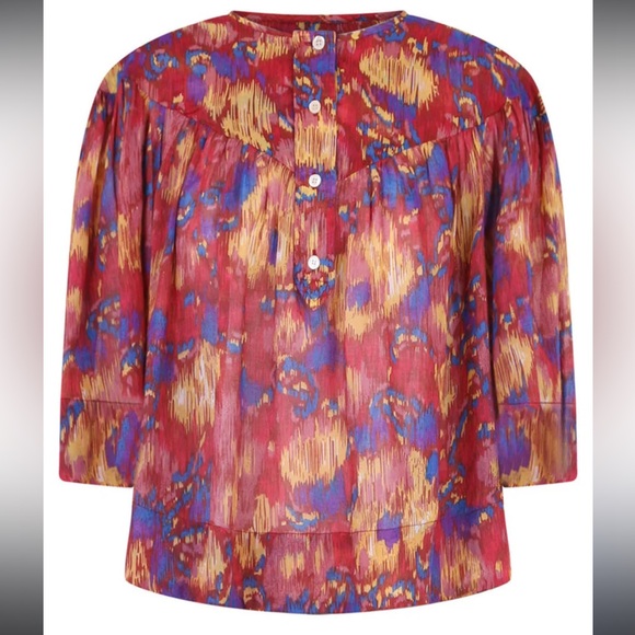 ISABEL MARANT ETOILE MIRANDA PRINT BLOUSE | BURNT HENNA - Picture 10 of 11